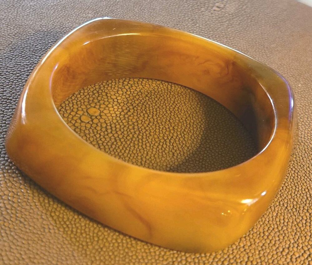 Acrylic Resin Bangle Irregular Geometric statement Bracelet Amber Color